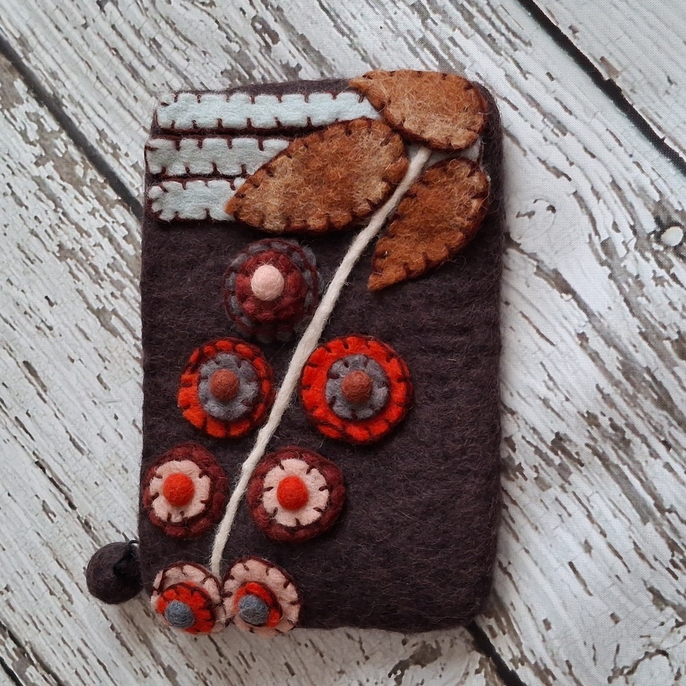 Rising Tide 100% Wool Pouch Handcrafted Floral Felt Pouch